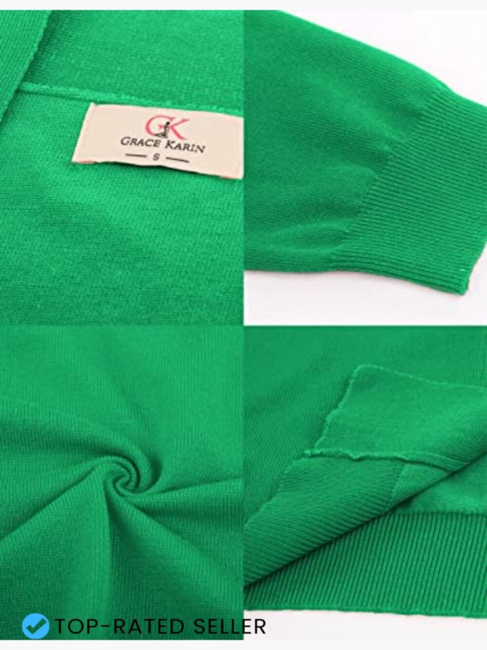 3/4 Sleeve Cropped Cardigan Knit Open Front Bolero Shrug Classic Slim Fit - Picture 5 of 7